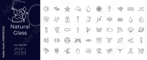 Natural Glass Line Editable Icons set