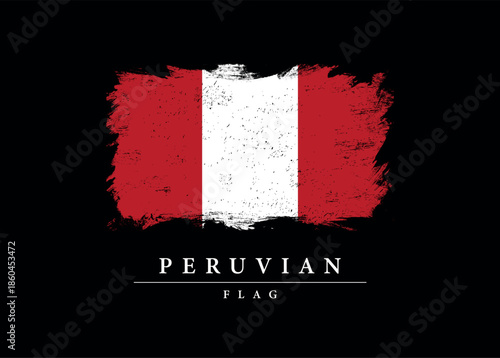 Grunge Style Peruvian Flag with Red White Colors on Black Background for National Identity and Patriotic Design
