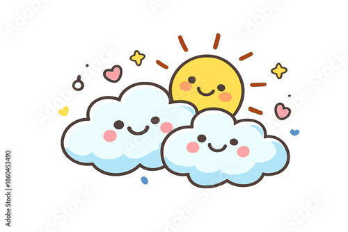 Cheerful Weather Mood. Doodle-style vector icon of a mood tracking app visualized as weather, partly cloudy emotional state with