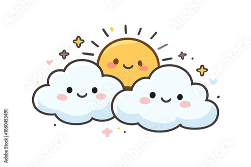 Cheerful Weather Mood. Doodle-style vector icon of a mood tracking app visualized as weather, partly cloudy emotional state with