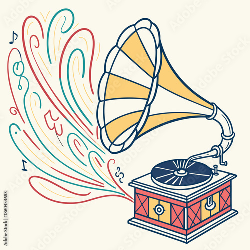 retro gramophone vinyl ready vector