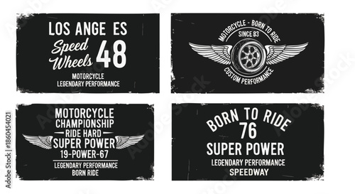 Vintage Motorcycle T-Shirt Graphics: Born to Ride, Speed, Performance, and Championship Designs.