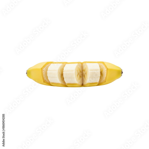 Cut banana isolated against Transparent Background