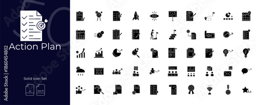 Action Plan Solid Editable Icons set