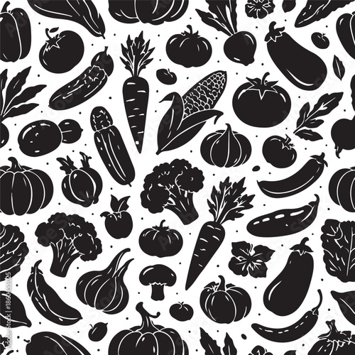 Vegetable silhouette seamless pattern dense eps