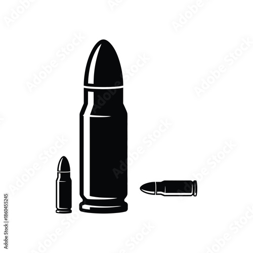 Bullet vector, pistol ammunition, gun cartridge, firearm projectile, rifle bullet, handgun bullet