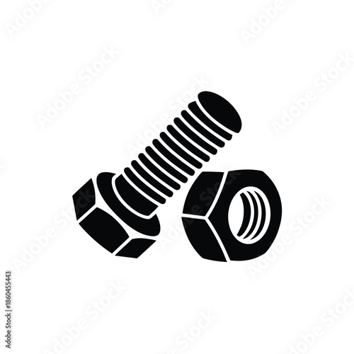 Industrial bolt and nut set icon representing construction repair maintenance and mechanical engineering components