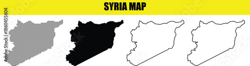 Syria Map Vector with Dotted Silhouette and Precise Outline Contours EPS 10
