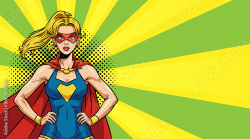 A superhero girl in a comic pop art style