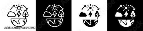 Ecosystem Icon Set In Black And White Filled Style Collection