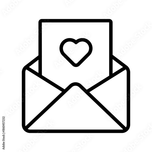 Valentine love letter romantic mail line art icon vector
