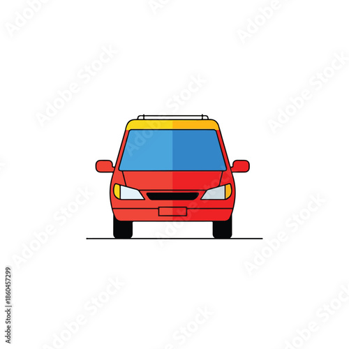 red taxi cab front view.