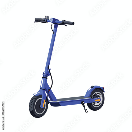 A stylized illustration of a blue electric scooter. Isolated on white background