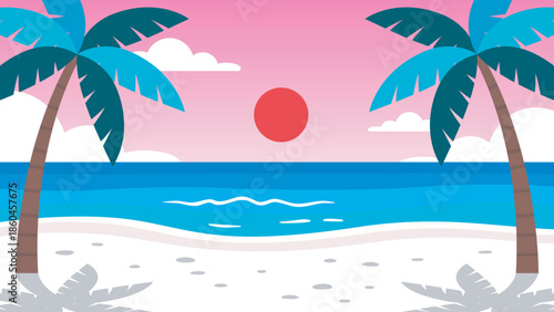 Tropical sunset over calm waters