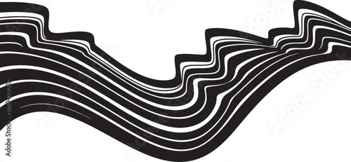 Modern abstract wave design with black and white lines