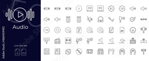 Audio Line Editable Icons set