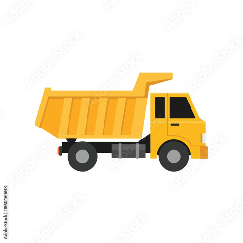 Yellow Dump Truck Heavy Machinery Construction Vehicle.