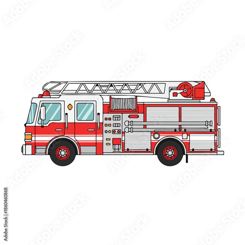 Red fire truck vector graphic.