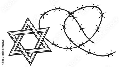 Star of David intertwined with barbed wire symbol