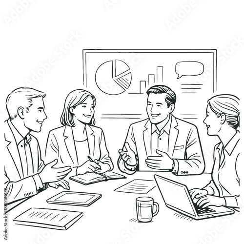 Professional Team Discussing Business Strategy and Data