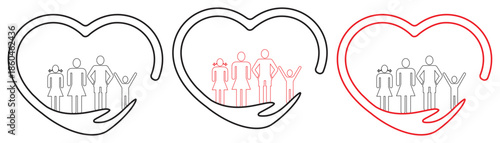Family Protection Concept With Heart And Care Icon.