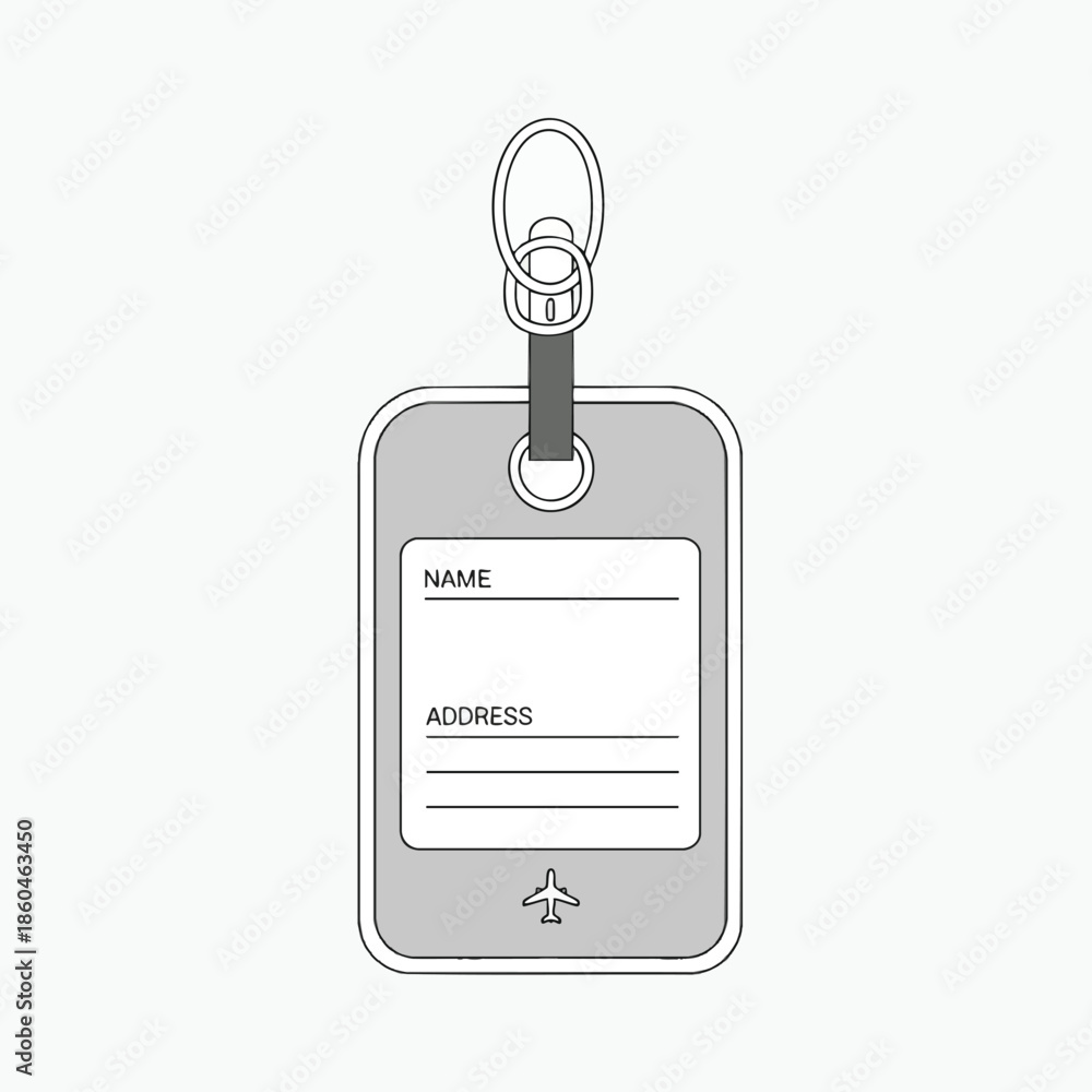 Obraz premium A luggage tag with a silver ring and strap. Name and address lines are below