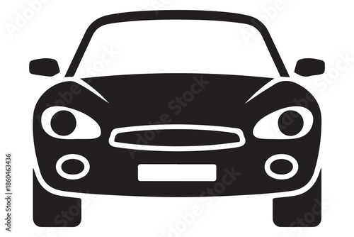 Black car silhouette icon for travel commuting and road transportation
