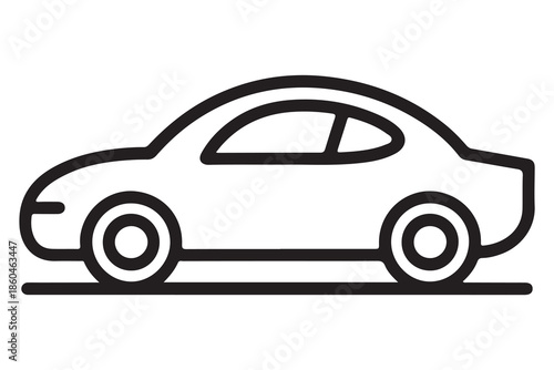 Black car silhouette icon for travel commuting and road transportation
