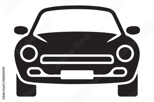 Black car silhouette icon for travel commuting and road transportation
