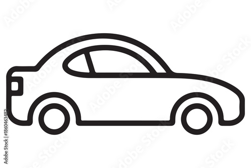 Black car silhouette icon for travel commuting and road transportation
