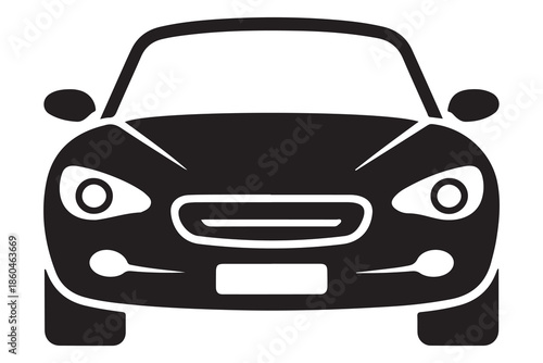 Black car silhouette icon for travel commuting and road transportation
