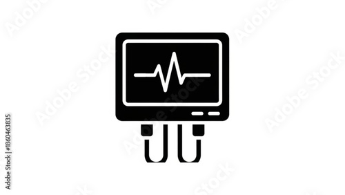 A simple illustration of a medical monitor displaying a heartbeat graph
