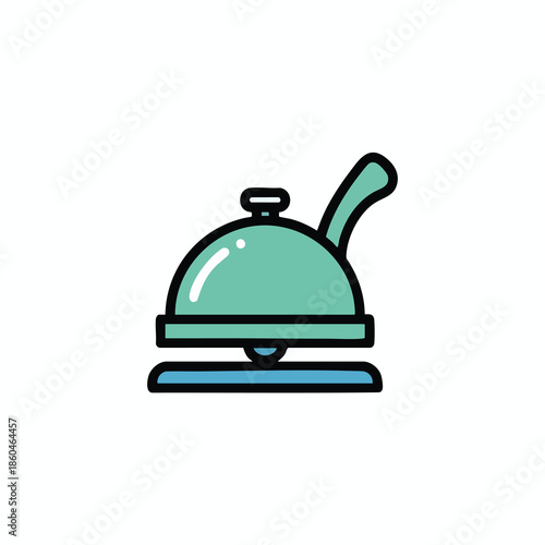 A vector illustration of a service bell with a handle in shades of teal