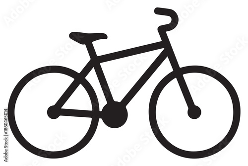 Black bicycle silhouette icon for transport and travel
