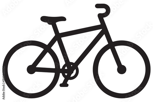 Black bicycle silhouette icon for transport and travel
