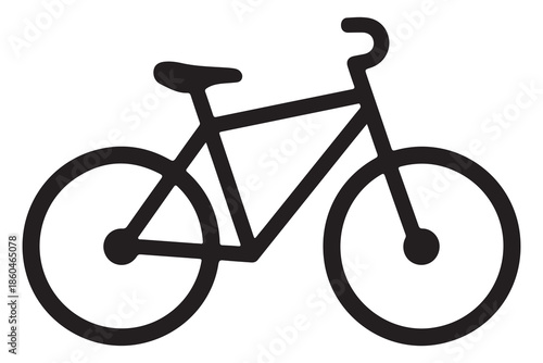 Black bicycle silhouette icon for transport and travel
