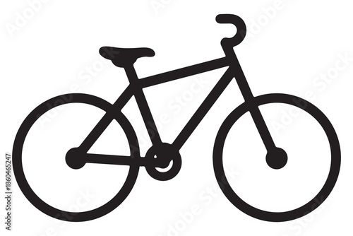 Black bicycle silhouette icon for transport and travel
