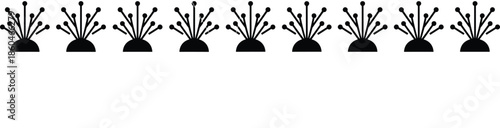 Solid Black Vector Icon Set Featuring Repetitive Fiber Optic Cable Bundles and Signal Nodes for High-Speed Data Networking