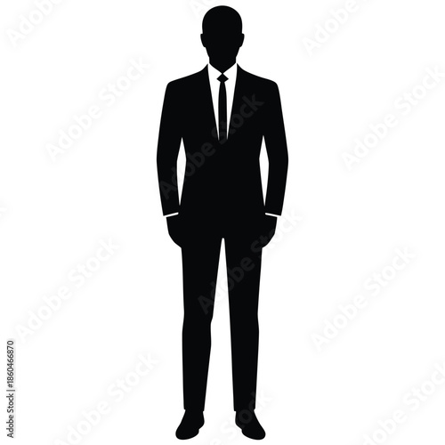 Businessman standing confidently in suit smiling professional executive vector