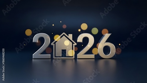 New year 2026 concept design with house icon