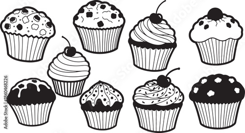 Assorted Cupcakes Illustration