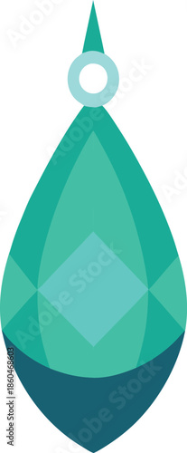 Crystal Teardrop Pendant on Transparent Background