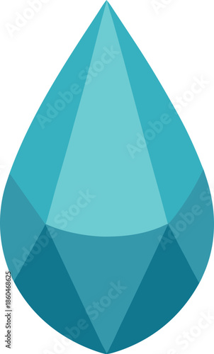 Crystal Teardrop Gem on Transparent Background