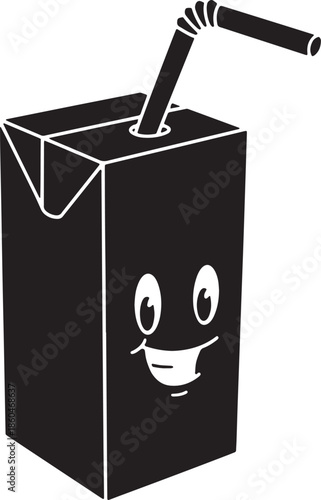 Cartoon Juice Box with Straw