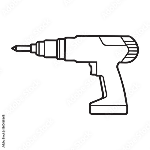 electric drill machine line art silhouette vector