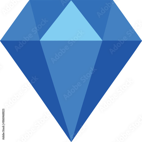 Faceted Blue Diamond Sparkling Brightly on Transparent Background