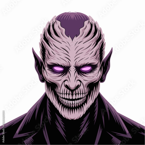 Menacing Demon Head Illustration Character Portrait.