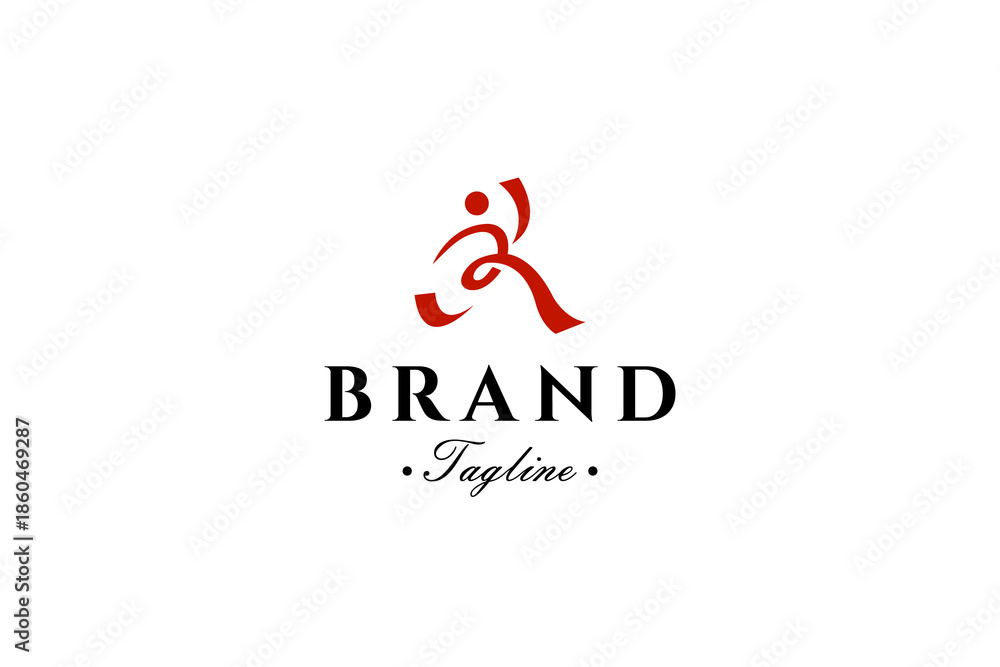 Fototapeta premium Runner logo with abstract vector design style