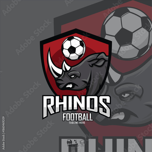 RHINOS FOOTBALL CLUB LOGO TEMPLATE, READY FORMAT EPS 10.eps