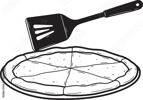 Pizza with Spatula Illustration